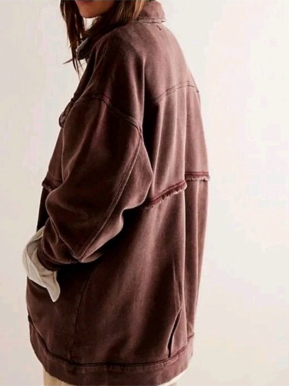 Free People Dawson Chore Jacket in Washed Chocolate Brown Size Medium - Picture 2 of 13